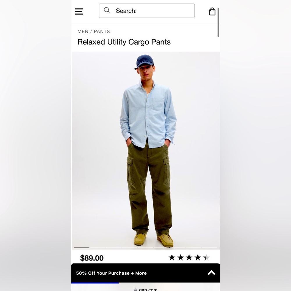 NWT gap men’s relaxed cargo pants